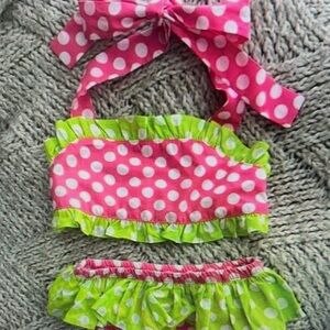 Polka Dot Kids Swim Set - Pink and Green
